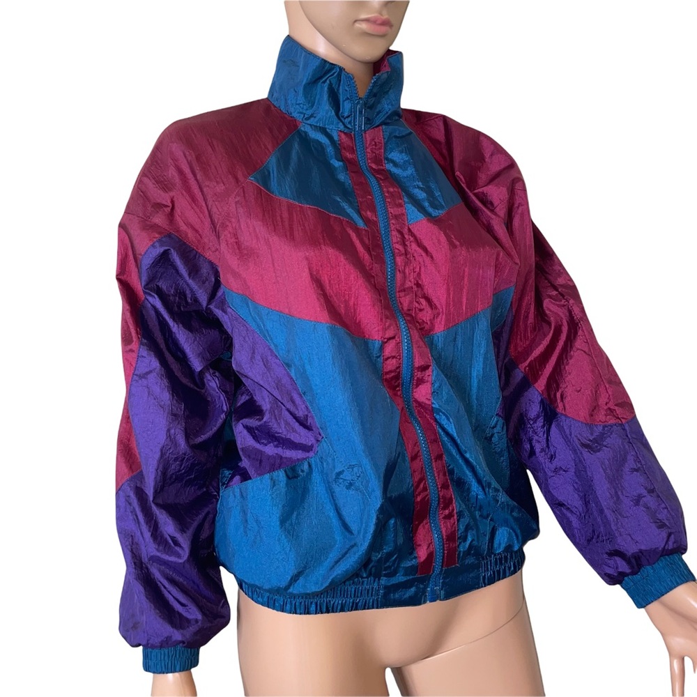 80's/90's Nylon vintage zip up windbreaker, fits woman xs - Picture 2 of 7